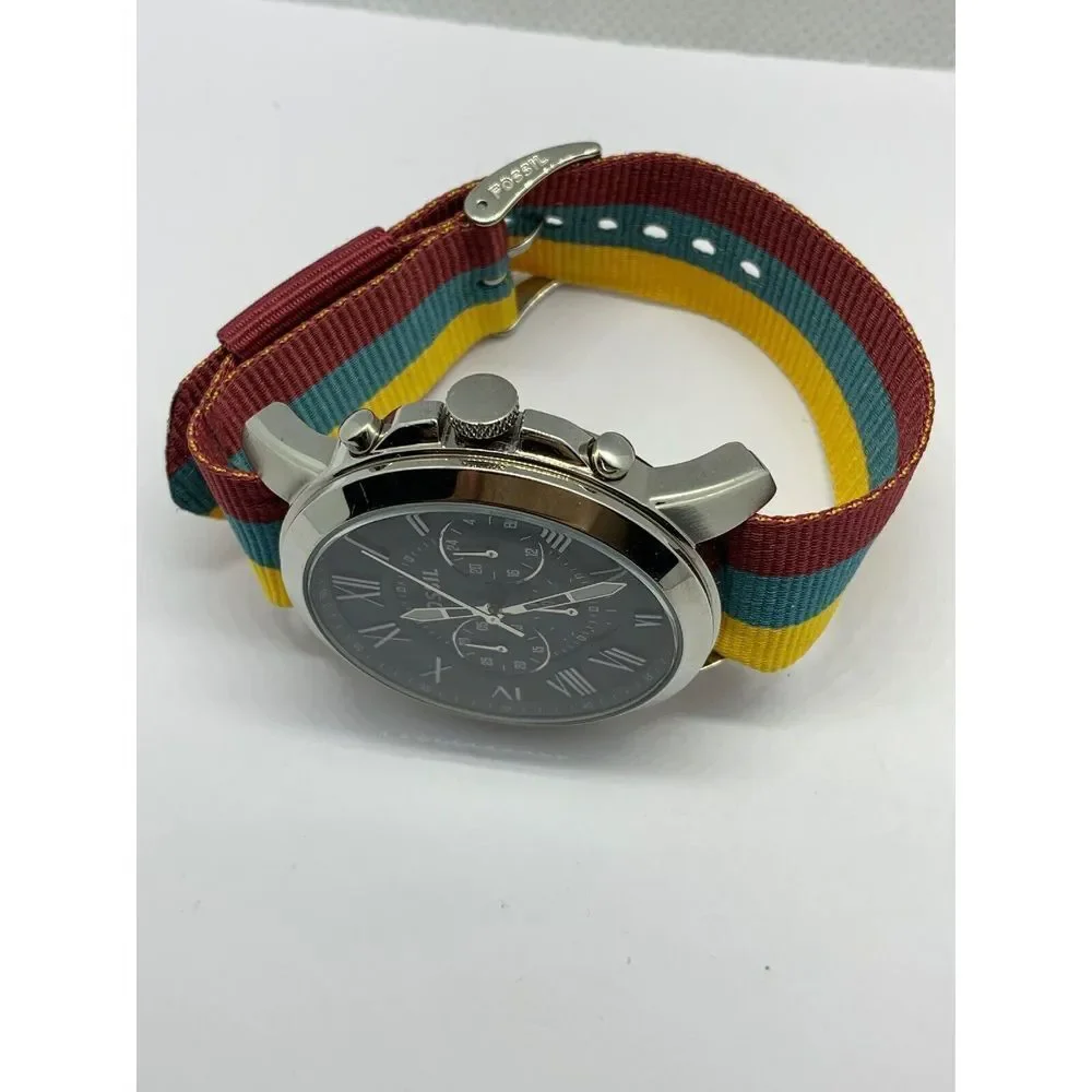 Fossil FS4736 Men's Multicolor Fabric Analog Black Dial Quartz Wrist Watch OJ54